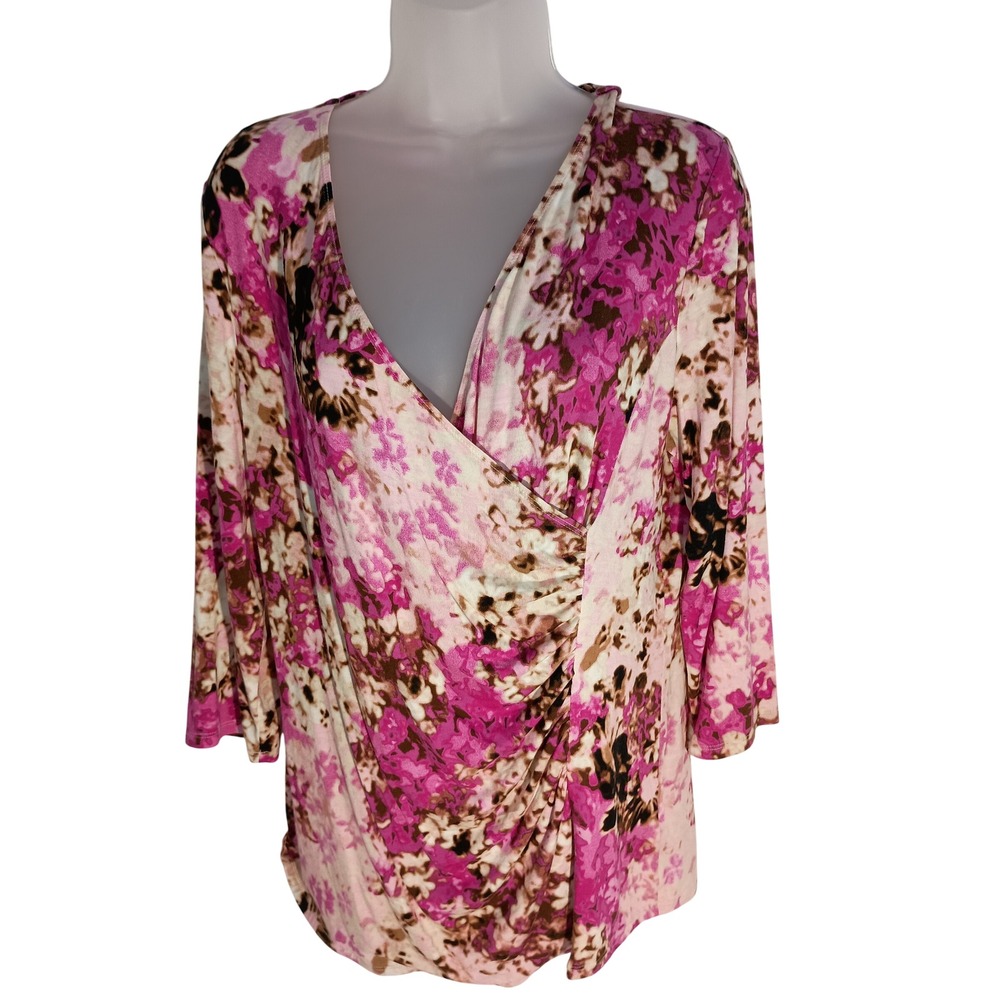 Danna buchman pink floral wrap church mature‎ office L fairy feminine artsy